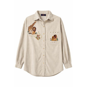 Las Olas Safari Animal Shirt XL Lion Giraffe Embroidered Studded Top